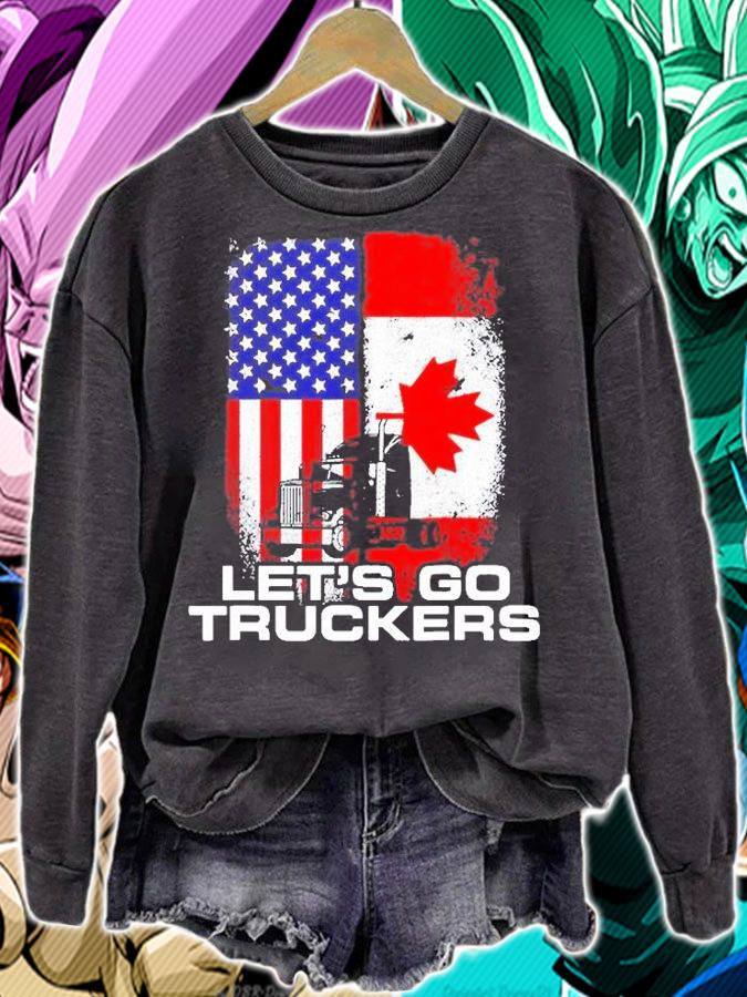 Freedom Convoy Lets Go Truckers Mandate Support American Flag Canada t-shirt sweatshirt