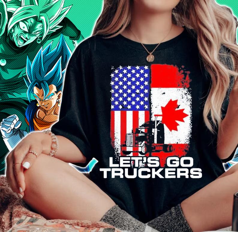 Freedom Convoy Lets Go Truckers Mandate Support American Flag Canada t-shirt woman shirt