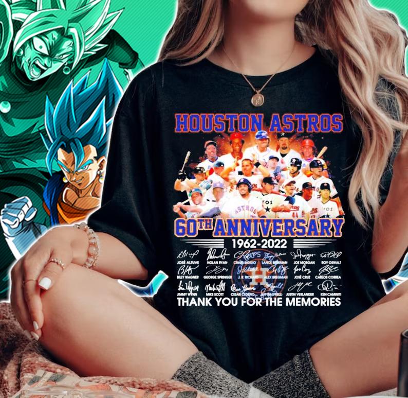 Houston Astros 60th anniversary 1962 2022 signatures thank you t-shirt woman shirt