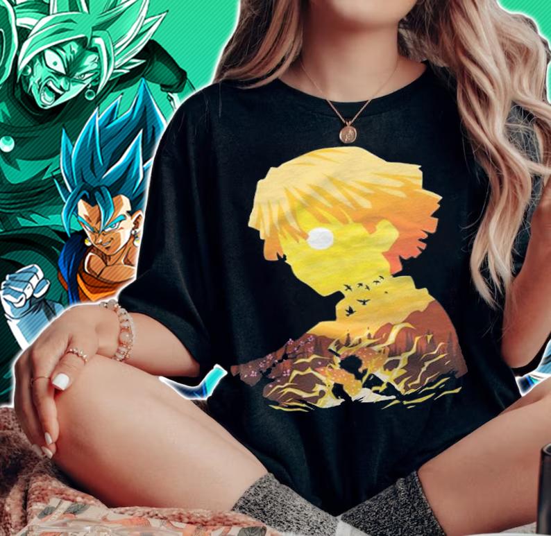 Demon Slayer Agatsuma Zenitsu Japanese style T-shirt woman shirt