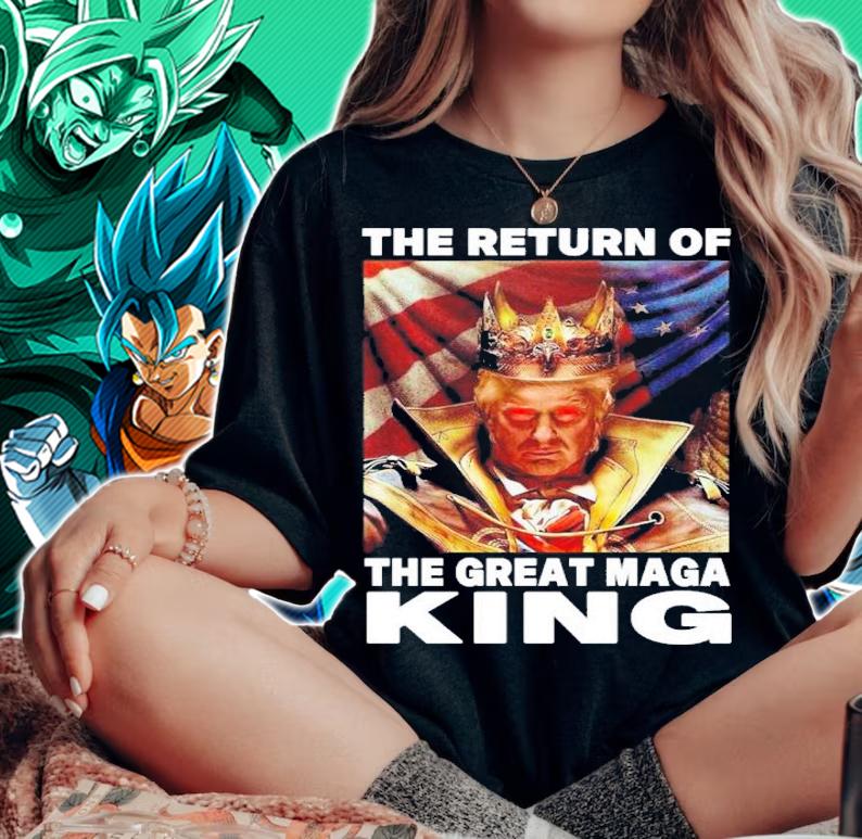 Donald Trump The Return Of The Great Maga King Maga King American Flag t-shirt woman shirt