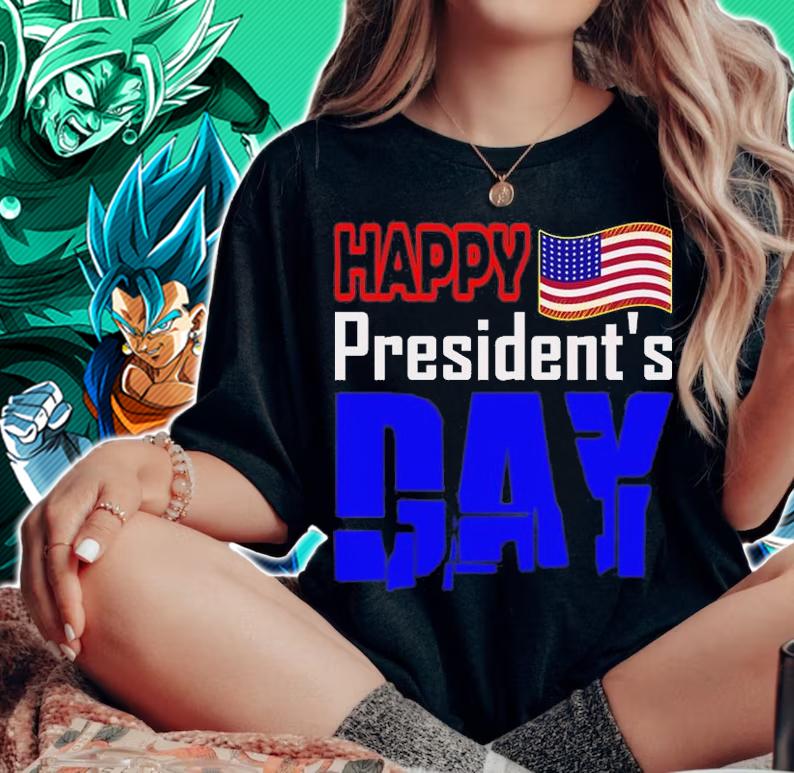 Political Happy Presidents' Day USA Flag T-Shirt woman shirt