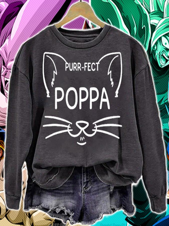 Purr Fect Poppa Funny Cat Lover Father Daddy Kitten Owner T-Shirt sweatshirt