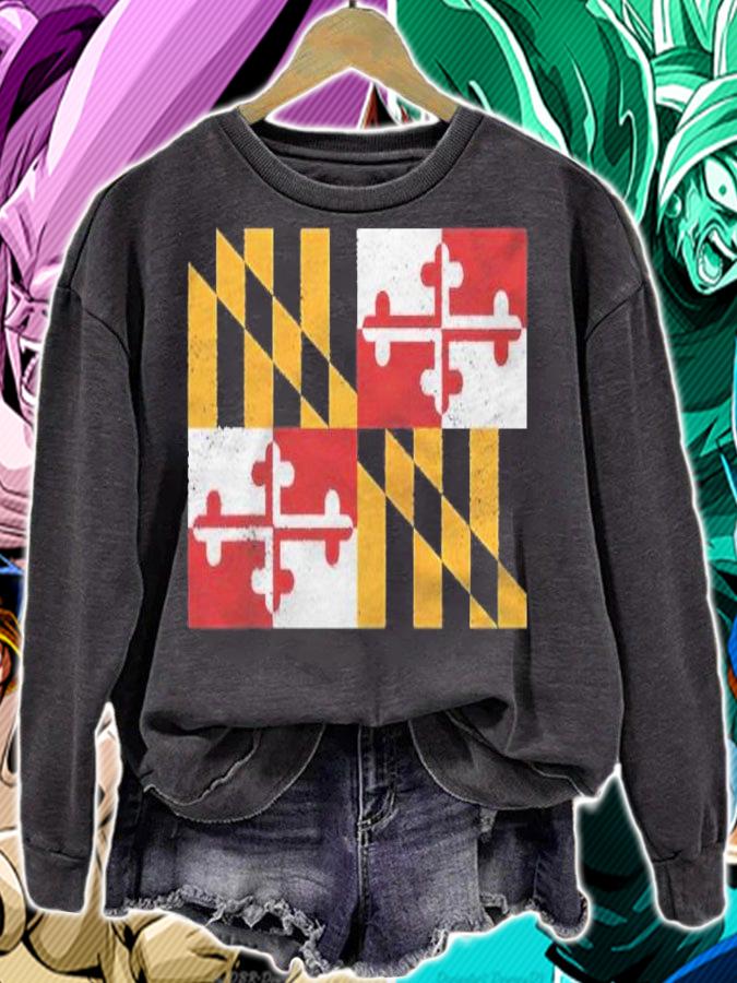 State Of Maryland Distressed Flag Gift Raglan Baseball Shirt sweatshirt