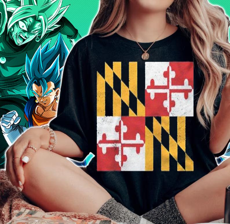 State Of Maryland Distressed Flag Gift Raglan Baseball Shirt woman shirt