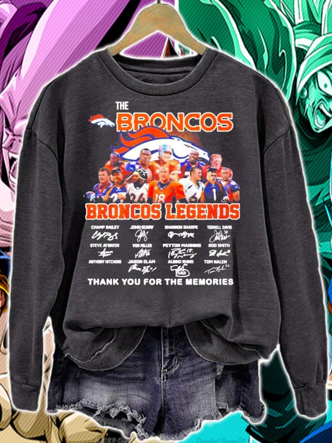 The Broncos Denver Broncos Legends Signatures Thank You For The Memories t-shirt sweatshirt