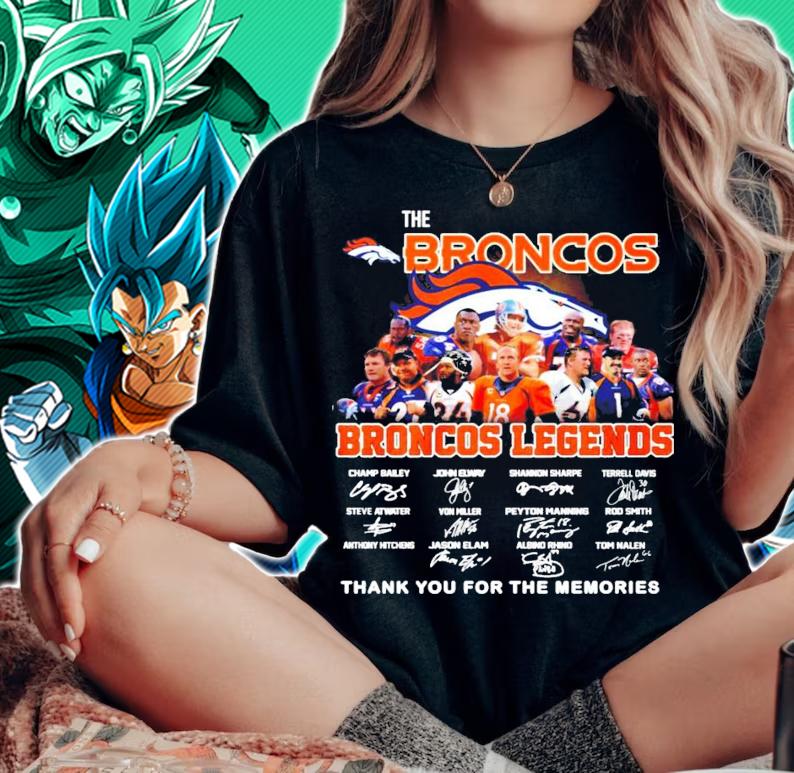 The Broncos Denver Broncos Legends Signatures Thank You For The Memories t-shirt woman shirt