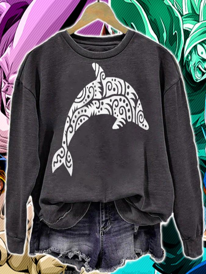 Womens Dolphin With Pattern T-shirt sweatshirt