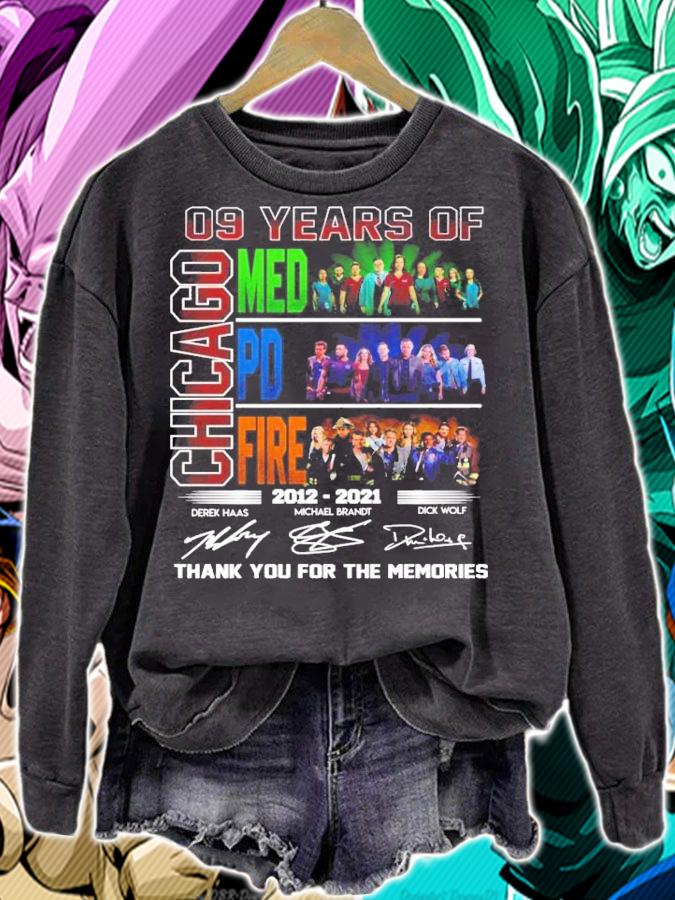 09 years of Chicago Med PD Fire 2012 2021 signatures t-shirt sweatshirt