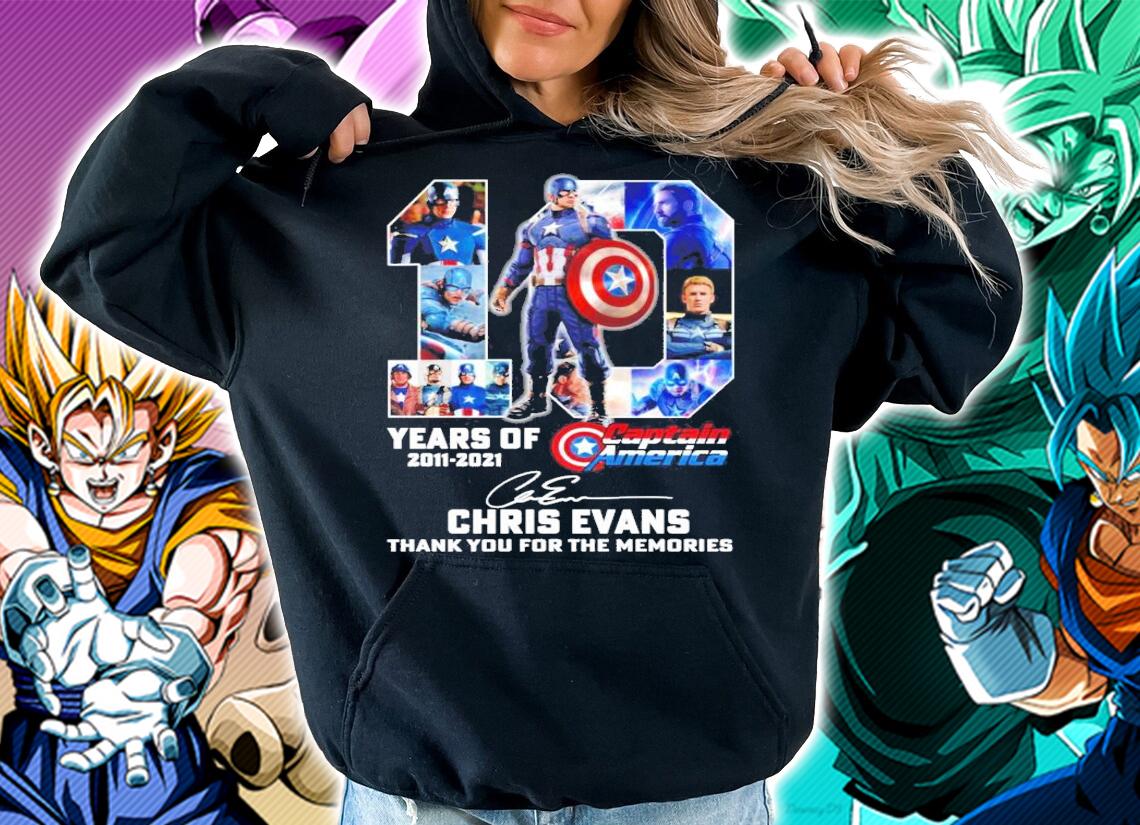 10 years 2011 2021 Captain America Chris Evans Signatures Thank You For The Memories t-shirt hoodie
