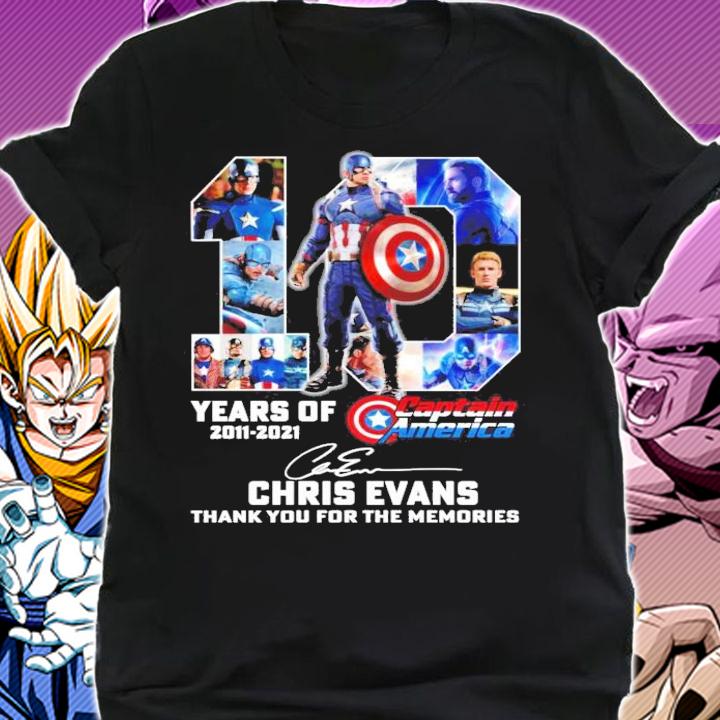 10 years 2011 2021 Captain America Chris Evans Signatures Thank You For The Memories t-shirt shirt
