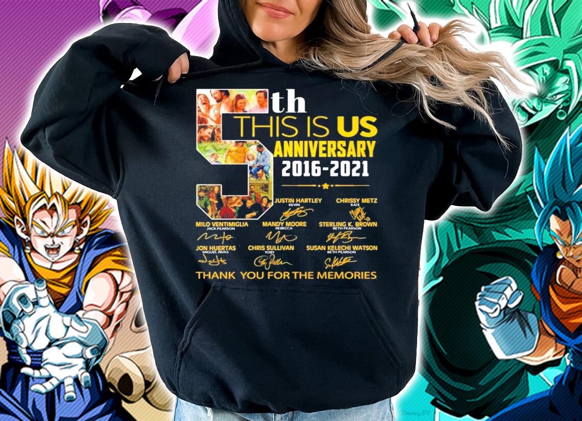 5th this is us anniversary 2016 2021 signatures t-shirt hoodie