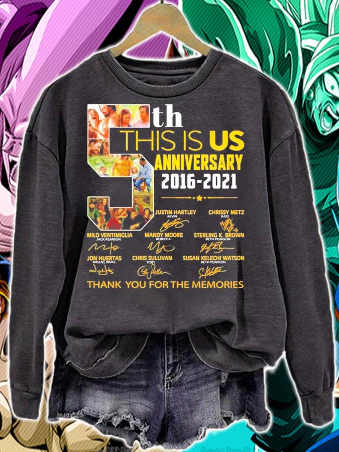 5th this is us anniversary 2016 2021 signatures t-shirt sweatshirt