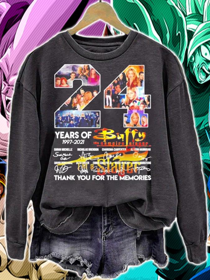 24 years of 1997-2021 Buffy the vampire slayer signatures t-shirt sweatshirt