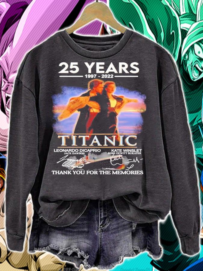 25 years 1997-2022 Titanic Leonardo Dicaprio and Kate Winslet signatures t-shirt sweatshirt