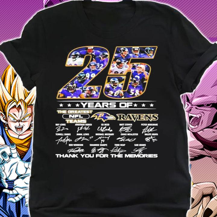 25 years of The Greatest NFL teams Baltimore Ravens signatures t-shirt shirt