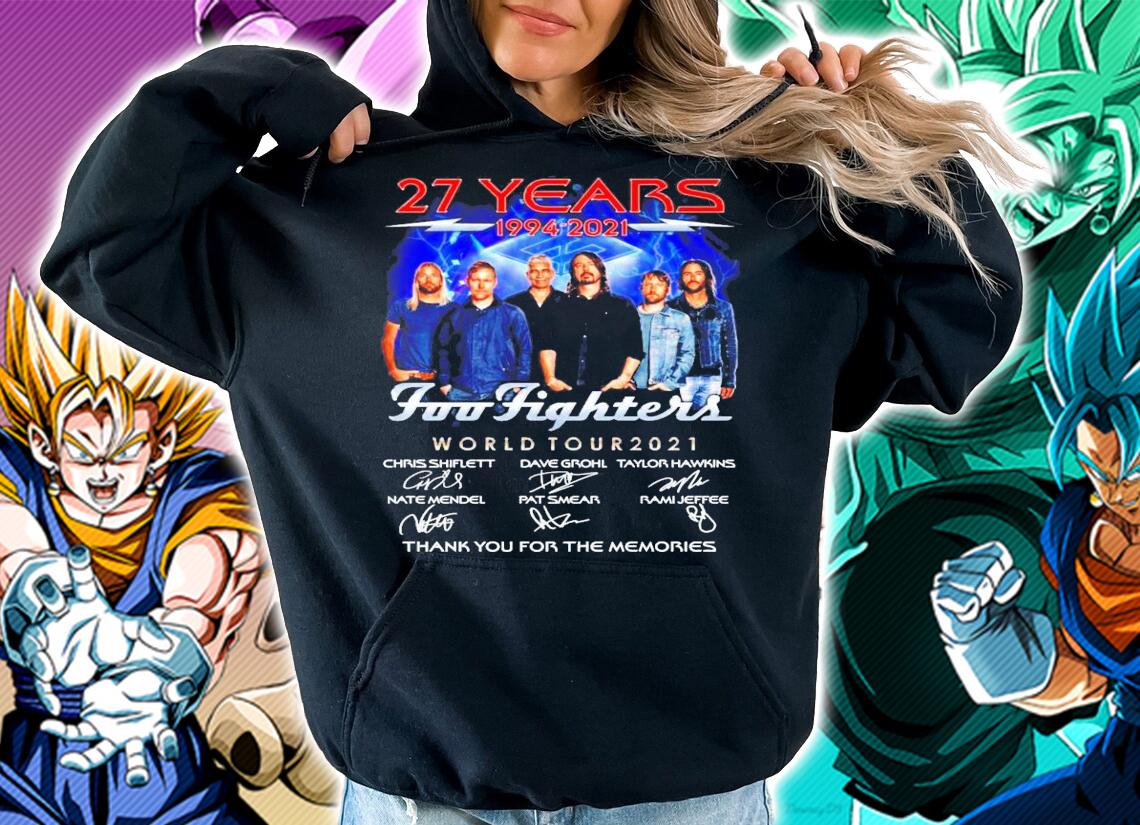 27 years 1994-2021 Foo Fighters World Tour 2021 signatures t-shirt hoodie
