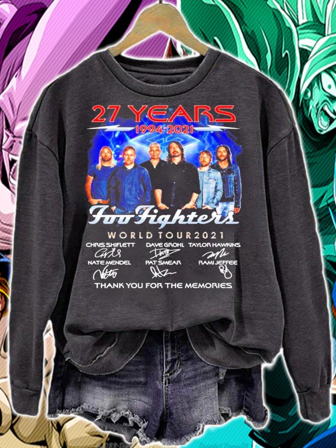 27 years 1994-2021 Foo Fighters World Tour 2021 signatures t-shirt sweatshirt