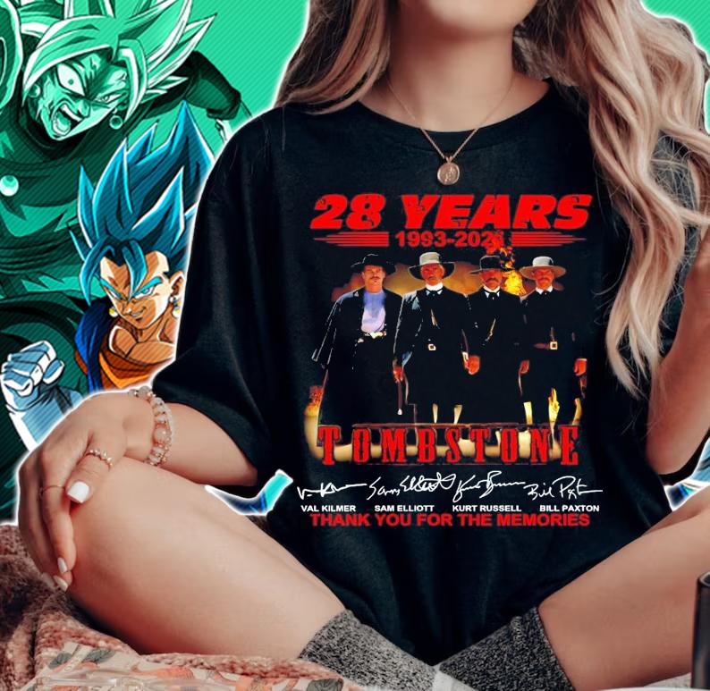 28 years 1993-2021 Tombstone signatures t-shirt woman shirt