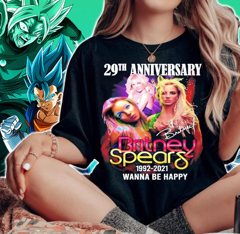 29 anniversary Britney Spears 1992-2021 Wanna Be happy signature t-shirt woman shirt