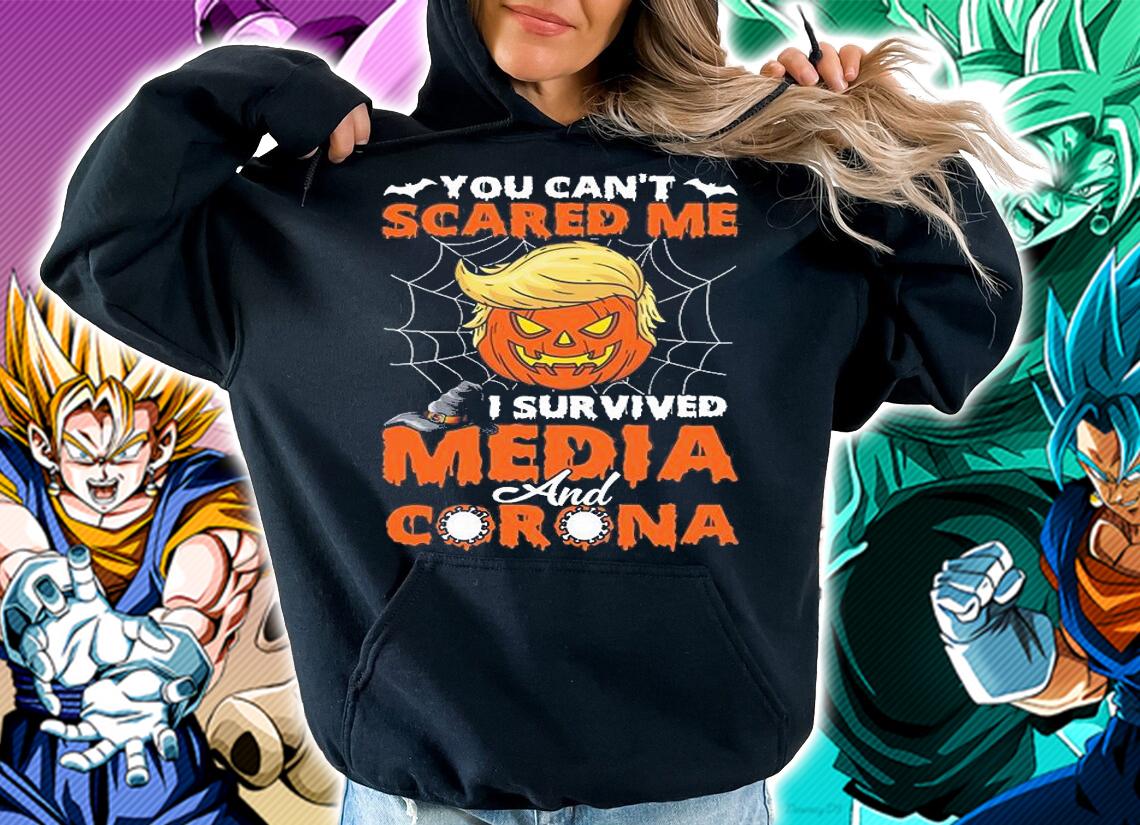 Donald Trump Pumpkin You Cant Scared Me I Survived Media Corona T-Shirt hoodie