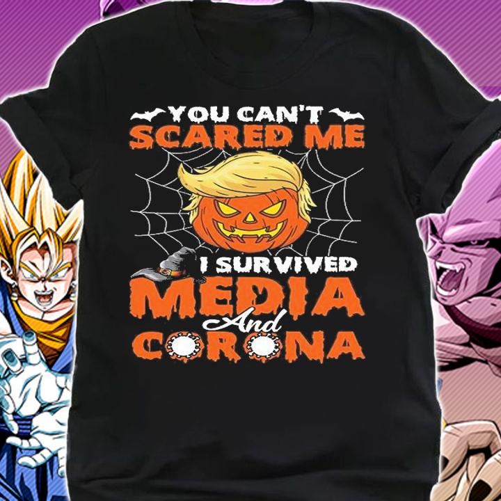 Donald Trump Pumpkin You Cant Scared Me I Survived Media Corona T-Shirt shirt
