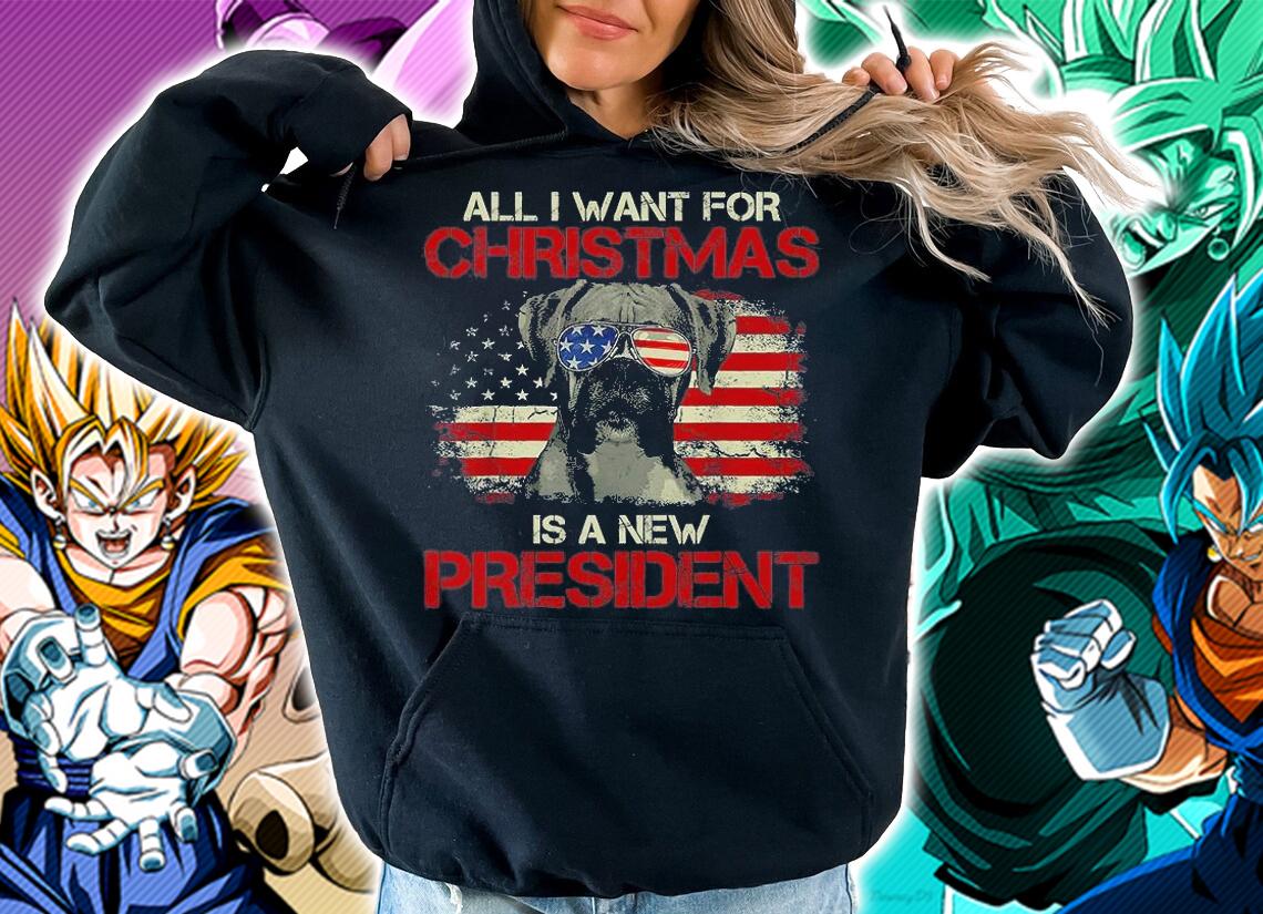 Funny Christmas Dog Anti Joe Biden Vintage American Flag T-Shirt hoodie