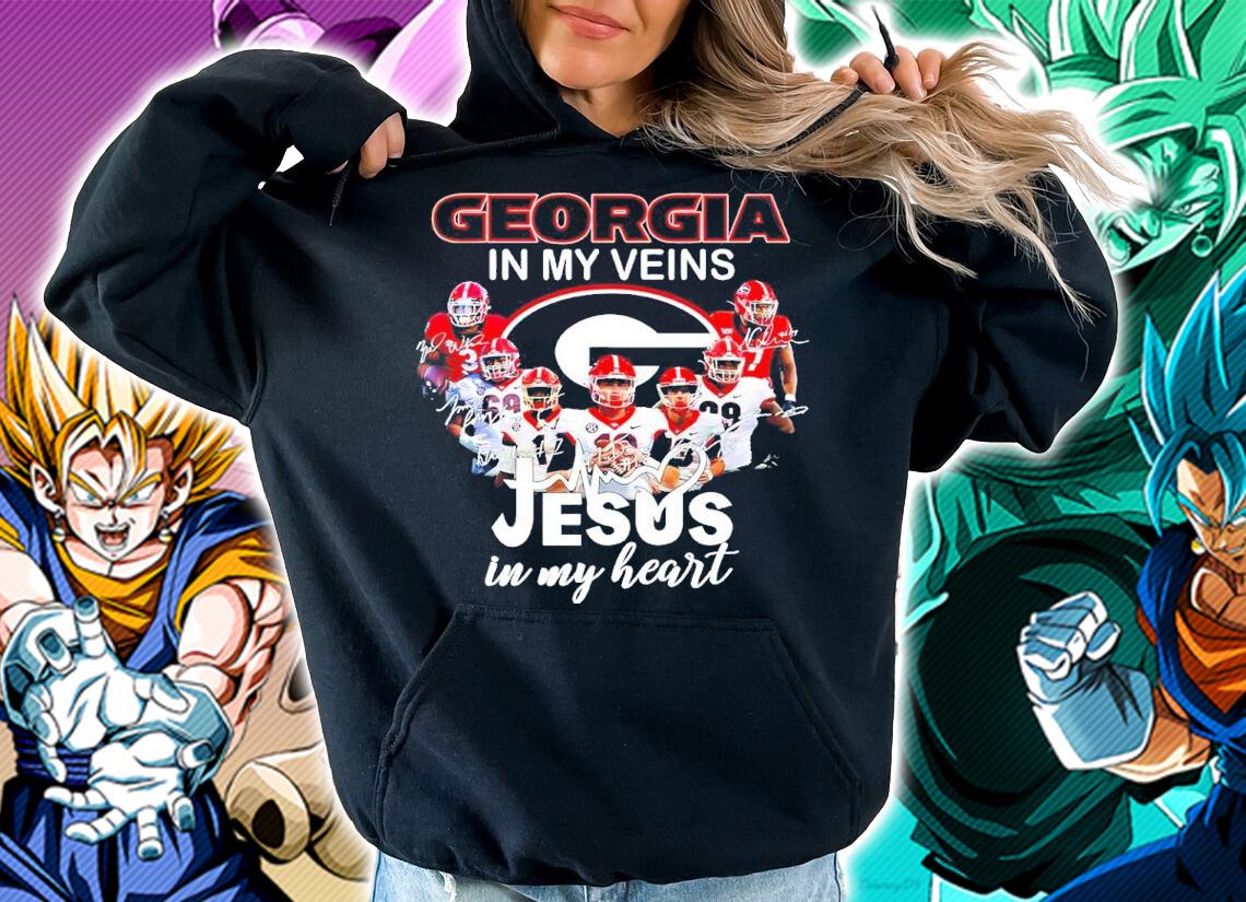 Georgia Bulldogs in my veins Jesus in my heart signatures shirt hoodie