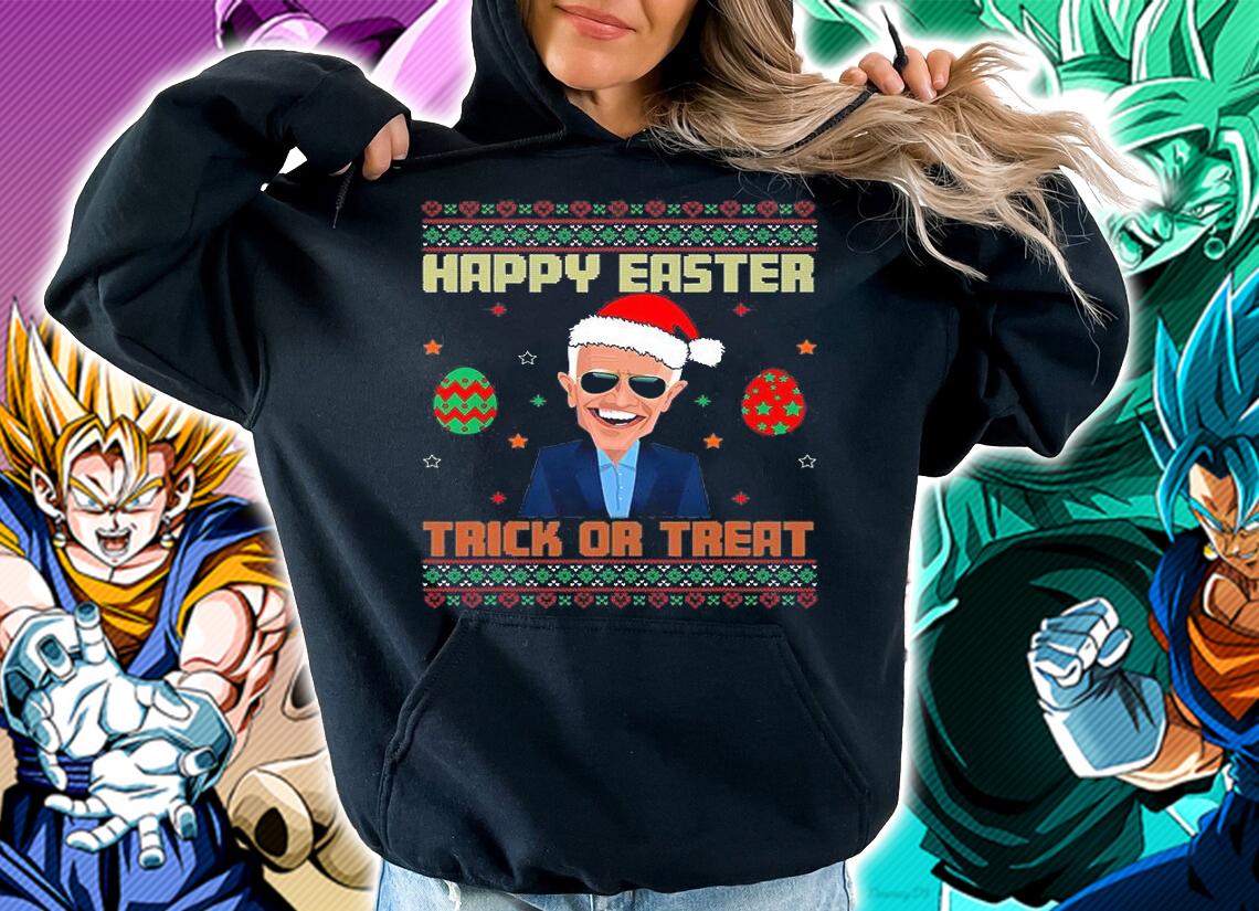 Happy Easter Trick Or Treat Anti Joe Biden Christmas 2021 T-Shirt hoodie