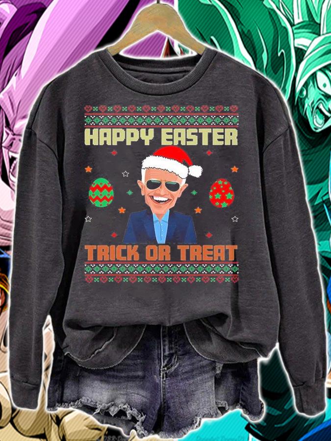 Happy Easter Trick Or Treat Anti Joe Biden Christmas 2021 T-Shirt sweatshirt
