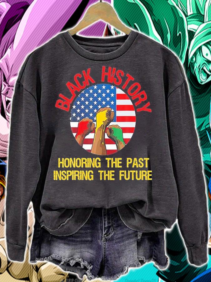 Honoring The Past Inspiring The Future Black History USA Flag T-Shirt sweatshirt