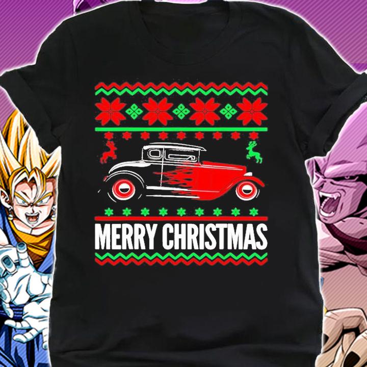 Hot Rod Car Flames Ugly Christmas Gift Idea T-Shirt shirt