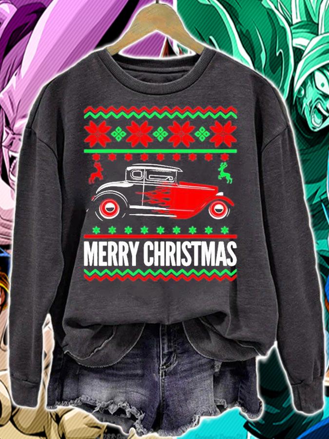 Hot Rod Car Flames Ugly Christmas Gift Idea T-Shirt sweatshirt