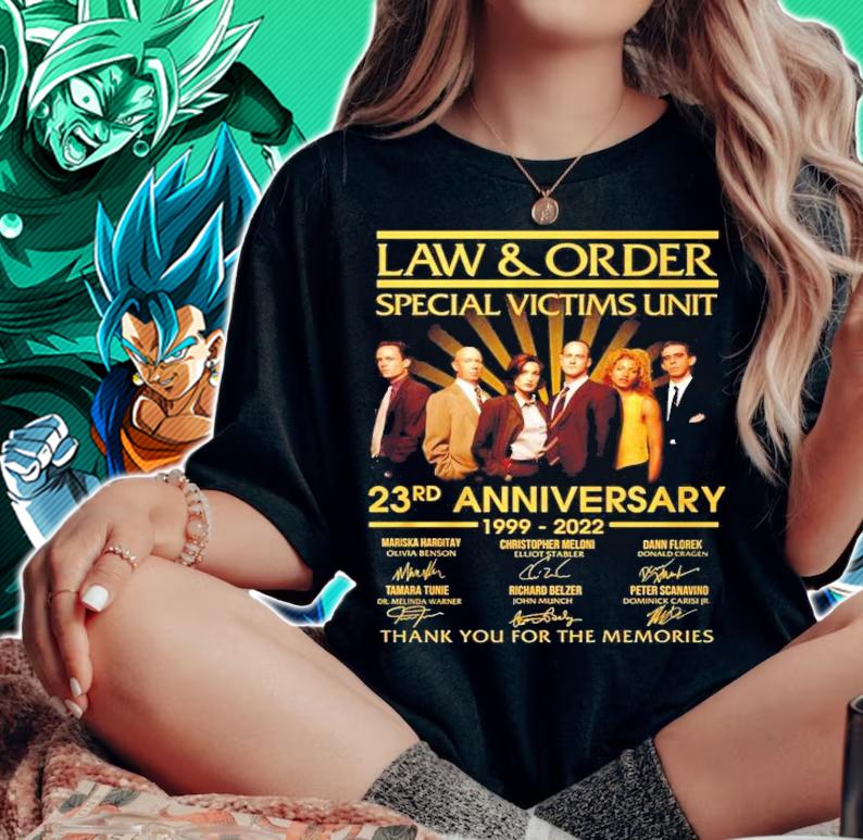 Law And Order Special Victims Unit 23rd Anniversary 1999-2022 Signatures Thank You For The Memories Shirt woman shirt