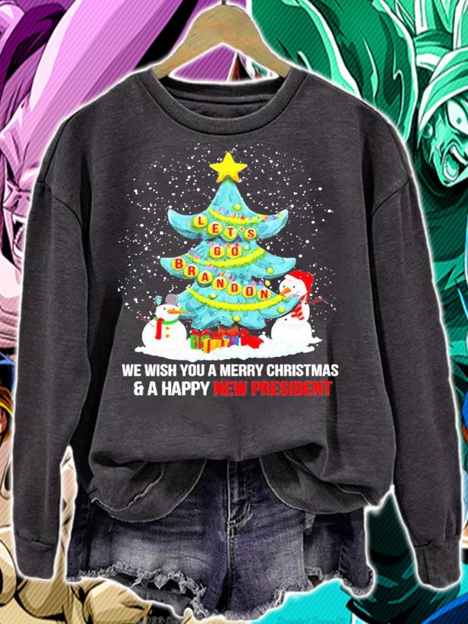Let's Go Brandon We Wish You A Merry Christmas And A Happy New President Shirt sweatshirt