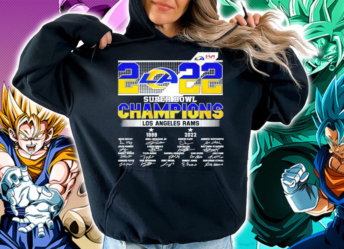 Los Angeles Rams 2022 Champions 1999-2022 signatures shirt hoodie