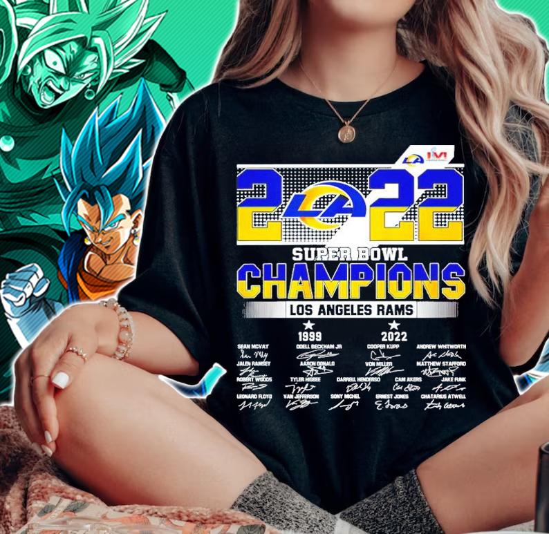 Los Angeles Rams 2022 Champions 1999-2022 signatures shirt woman shirt
