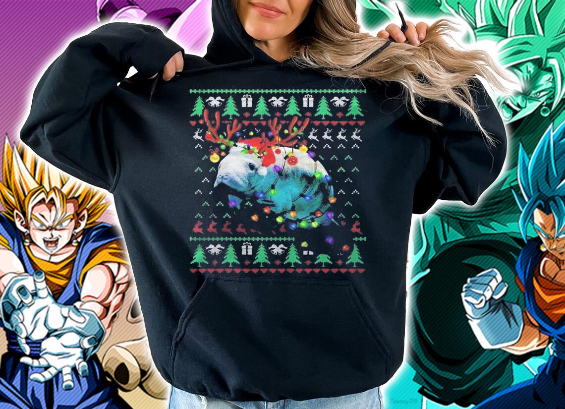 Manatee Christmas Light Reindeer Pajama Ugly Sweater Shirt hoodie