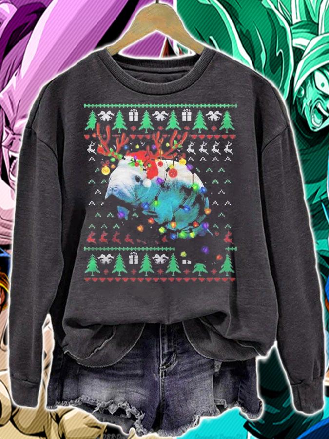 Manatee Christmas Light Reindeer Pajama Ugly Sweater Shirt sweatshirt