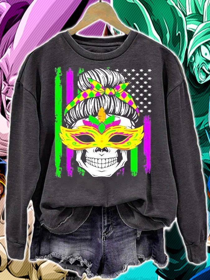 Mardi Gras Skull T-Shirt sweatshirt