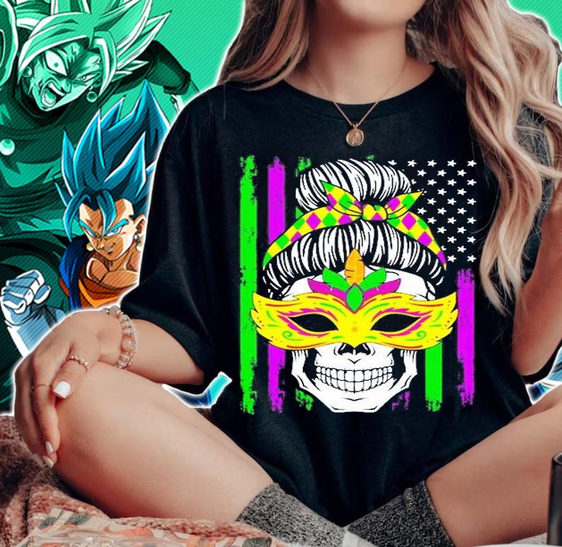 Mardi Gras Skull T-Shirt woman shirt