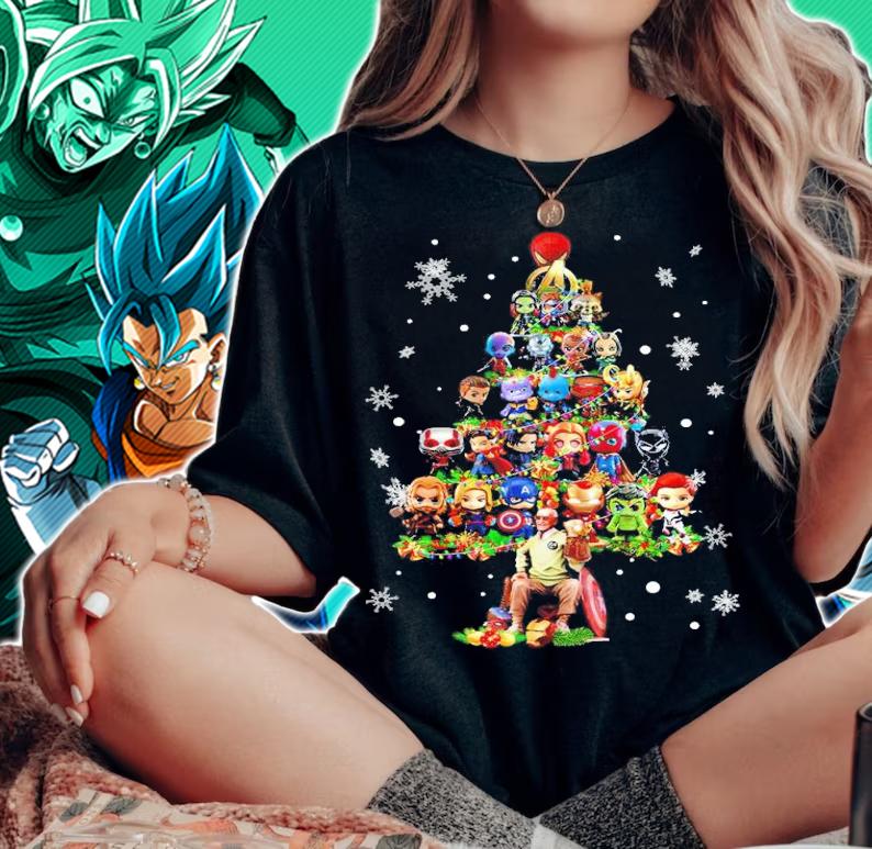 Marvel chibi Christmas tree shirt woman shirt