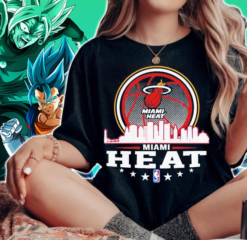Miami Heat NBA City Skyline T-Shirt woman shirt