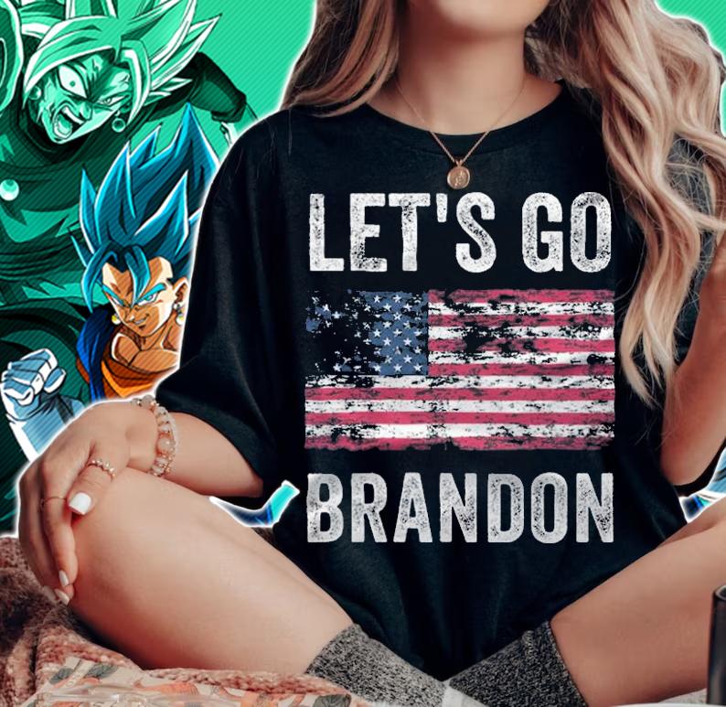 New Design let's Go Brandon Vintage USA Flag Anti Joe Biden Impeach Biden T-Shirt woman shirt