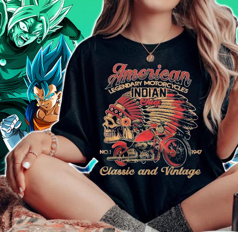 Retro Vintage American Motorcycle Indian For Old Biker Funny Premium Shirt woman shirt