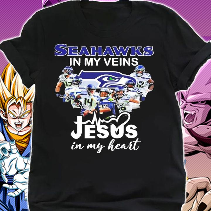 Seahawks In My Veins Jesus In My Heart Signatures Shirt shirt