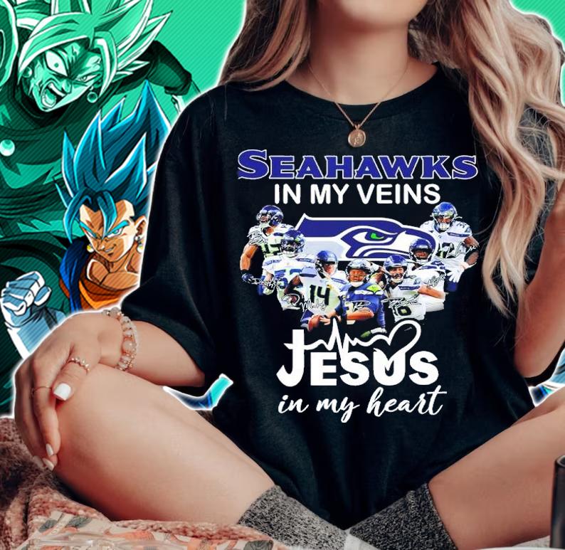 Seahawks In My Veins Jesus In My Heart Signatures Shirt woman shirt