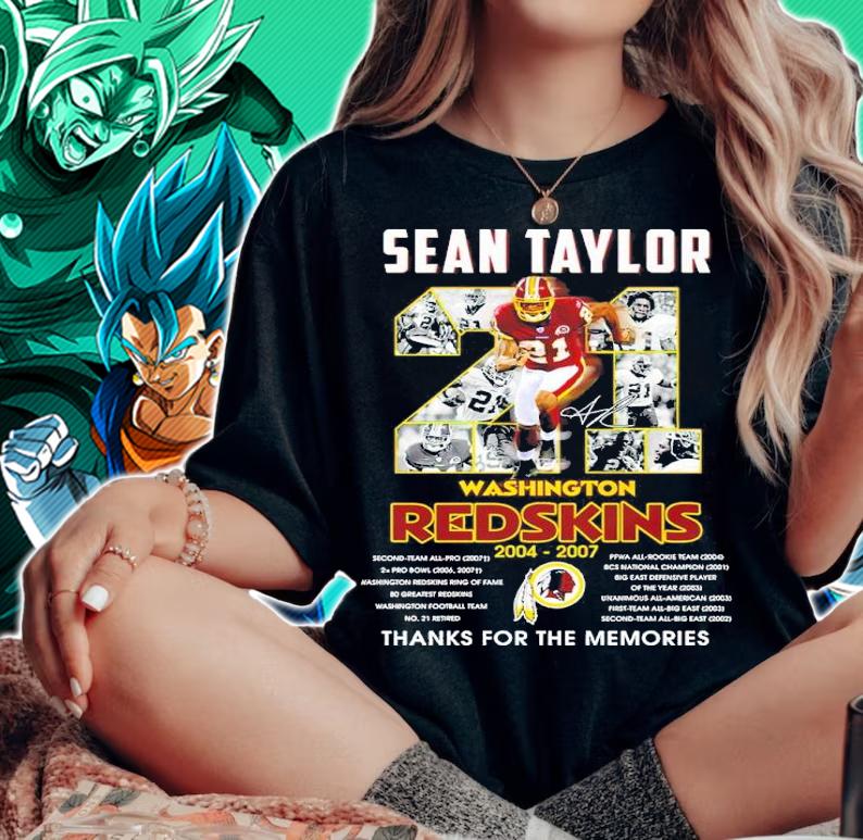 Sean Taylor Washington Redskins 2004-2007 Signatures Thank You For The Memories T-shirt woman shirt
