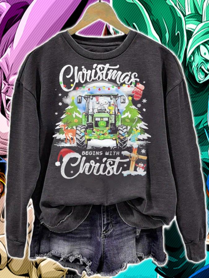 Snoopy And Woodstock Christmas Begins With Christ Shirt sweatshirt