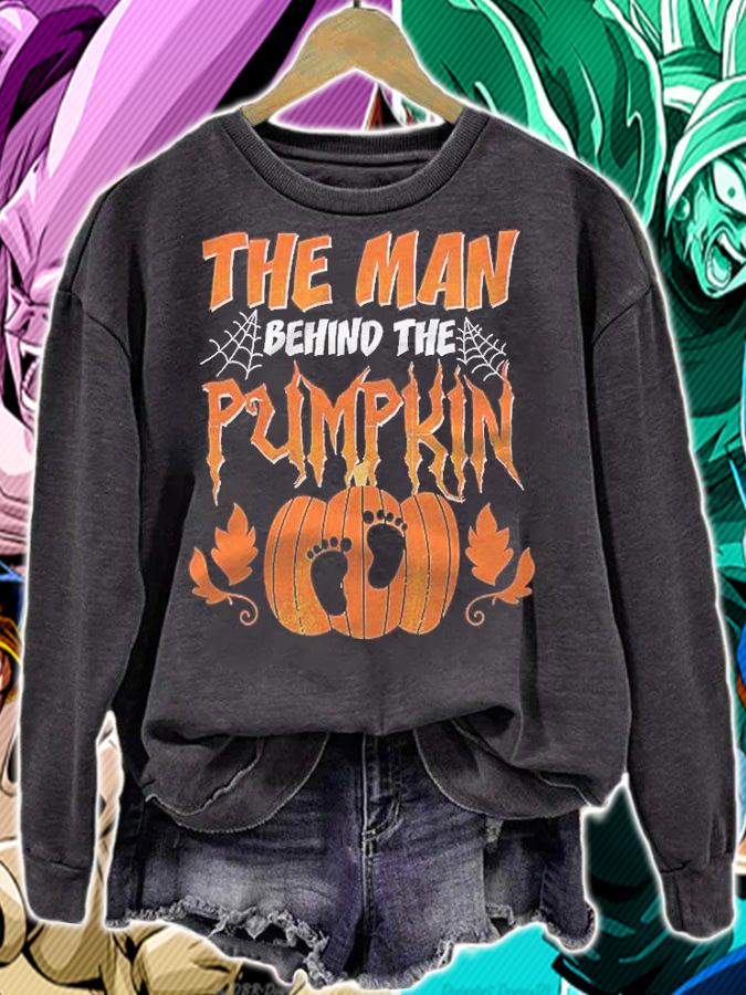 The Man Behind The Pumpkin Baby Dad Soon Halloween Pregnancy Shirt sweatshirt